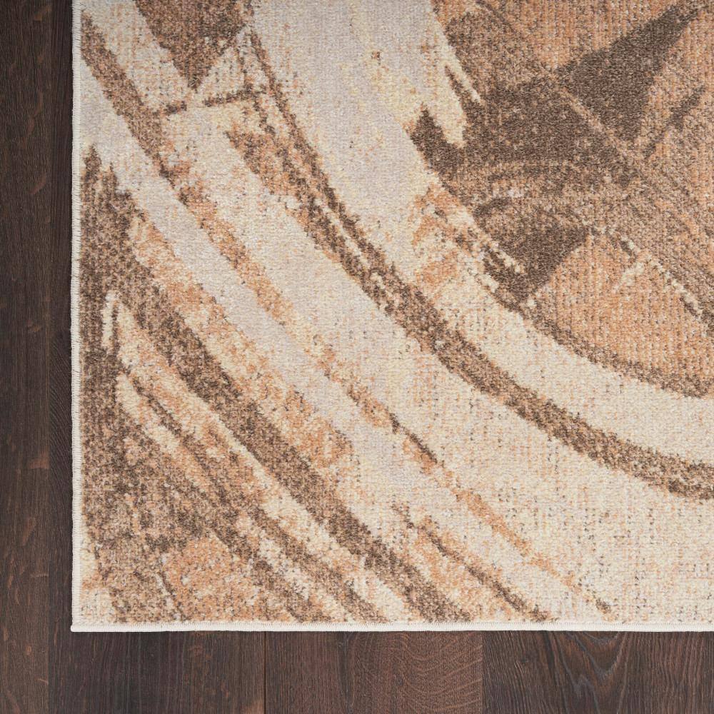Beige Abstract Synthetic Flat Woven Runner Rug 2'2" x 8'