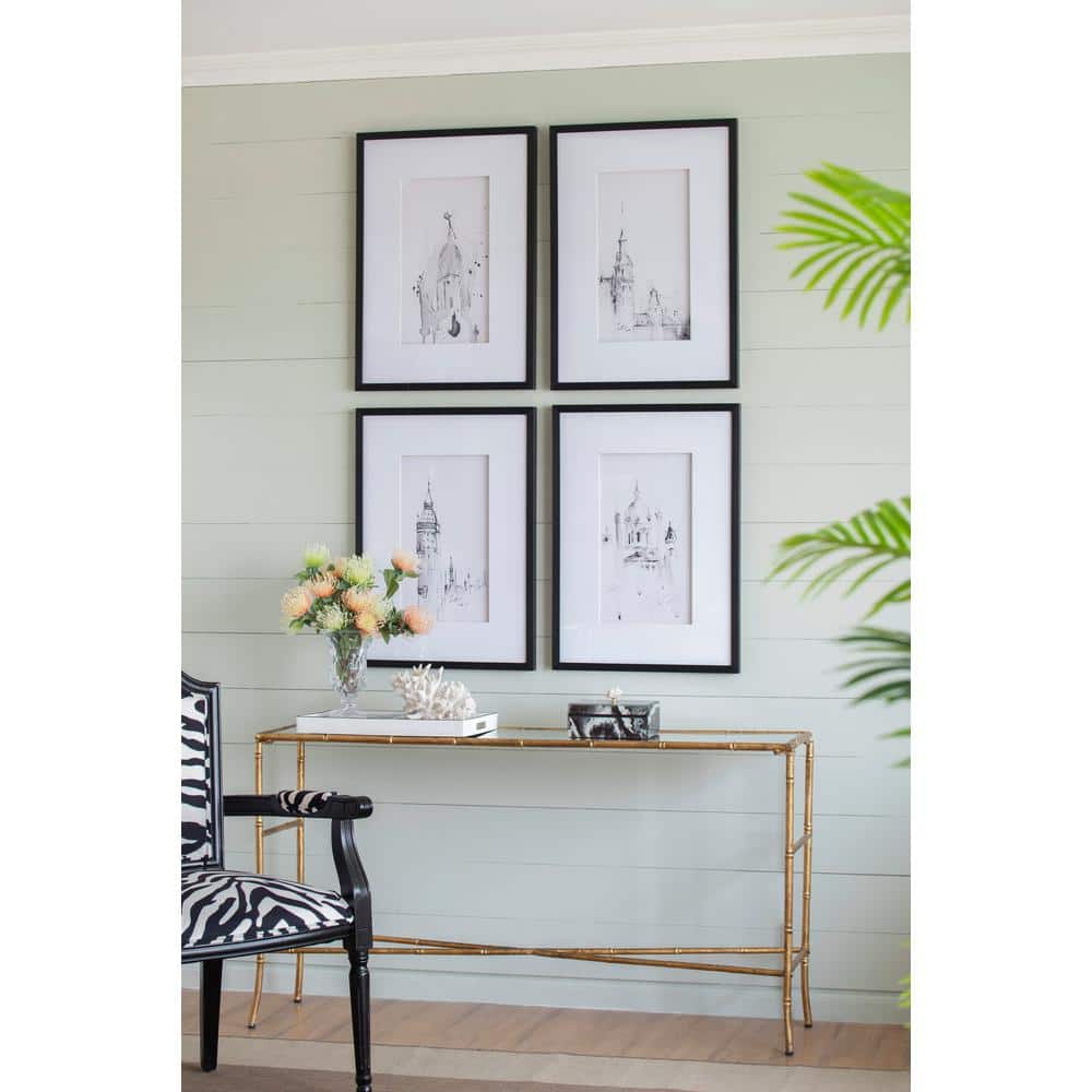 Black and White Architectural Framed Canvas Prints Set of 4