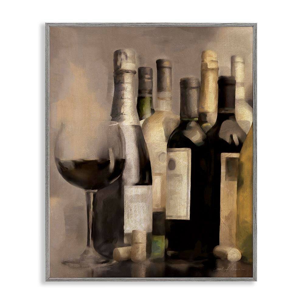 Wine Glass with Bottles by Carol Robinson Gray Framed Food Giclee Art Print 20 in. x 16 in. price history on PriceWatchPro