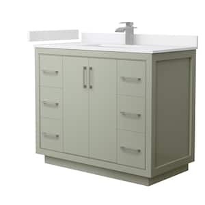 Icon 42 in. W x 22 in. D x 35 in. H Single Bath Vanity in Light Green with White Cultured Marble Top