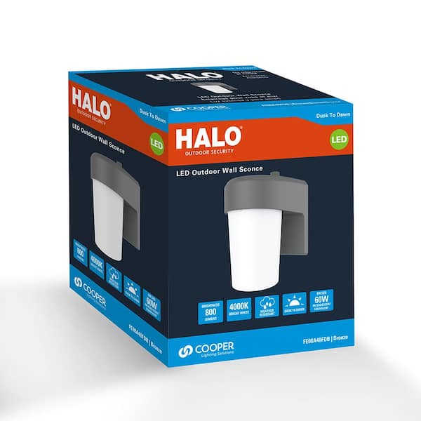 FE 1-Light Bronze LED Outdoor Lantern Sconce with Dusk to Dawn