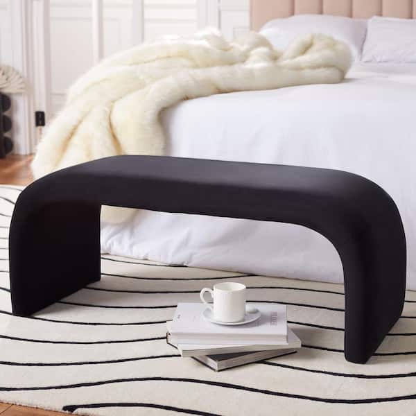 SAFAVIEH Tenko Black Entryway Bench With Cushion 44.69 in.