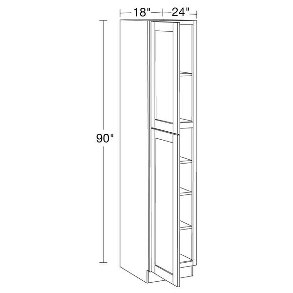 MILL'S PRIDE Richmond Verona White Plywood Shaker Ready to Assemble Pantry Kitchen Cabinet Soft Close 18 in W x 24 in D x 90 in H