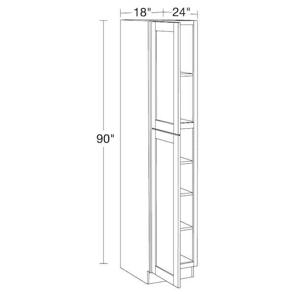 Contractor Express Cabinets Arlington Veiled Gray Plywood Shaker Stock Assembled Pantry Kitchen Cabinet Soft Close 18 in W x 24 in D x 90 in H