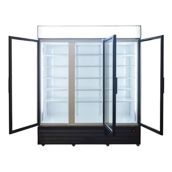 72 in. W 57 cu. ft. NSF Commercial 3-Glass Swing Door Merchandiser Refrigerator in Black