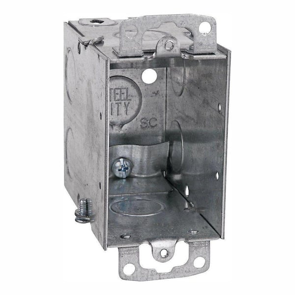 Steel City 1-Gang 3 in. Metal Electrical Box with 1/2 in. Knockouts and Non-Metallic Cable Clamps (Case of 25)