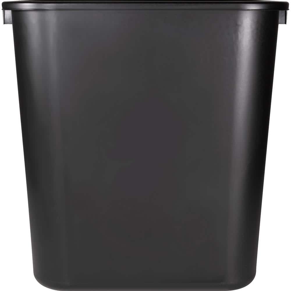 Black Rectangular Plastic Office Wastebasket 15"