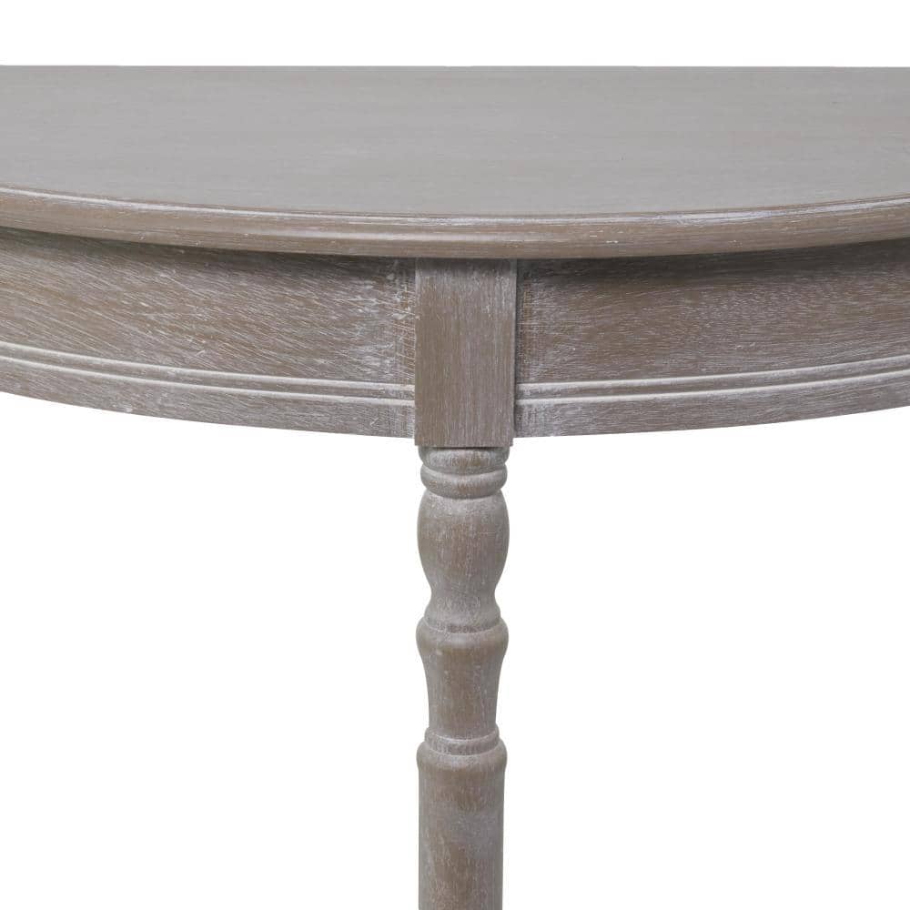 Charming Light Brown Demilune Console Table with Storage Shelf