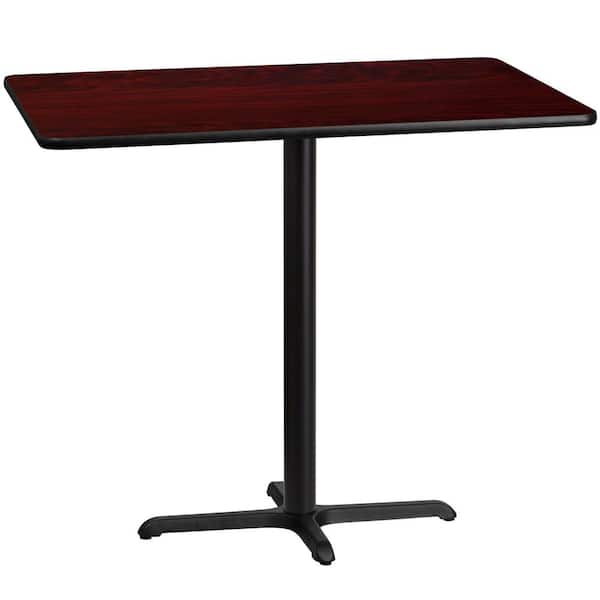 Flash Furniture 30 in. x 48 in. Rectangular Black and Mahogany Laminate Table Top with 22 in. x 30 in. Bar Height Table Base