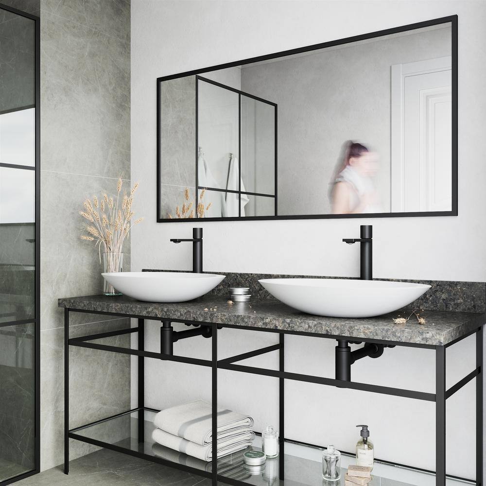 Matte Stone Wisteria Composite Oval Vessel Bathroom Sink in White with Gotham Faucet and Pop-Up Drain in Matte Black price history on PriceWatchPro