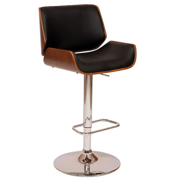 London 37-46 in. Black Faux Leather and Chrome Finish Swivel Bar Stool