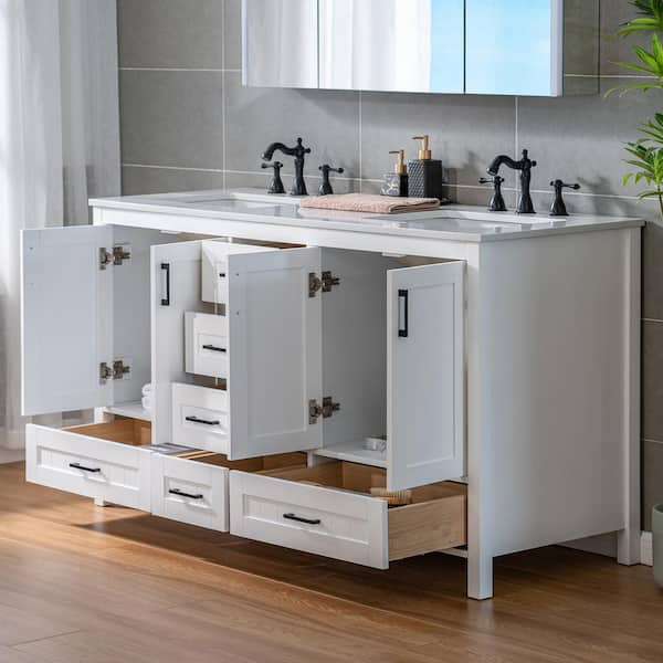 WOODBRIDGE 59.88 in. W x 22 in. D Double Sink Freestanding