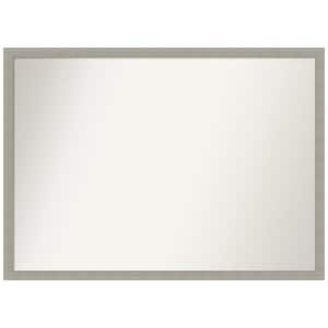 Woodgrain Stripe 40 in. x 29 in. Non-Beveled Casual Rectangle Wood Framed Bathroom Wall Mirror in Gray