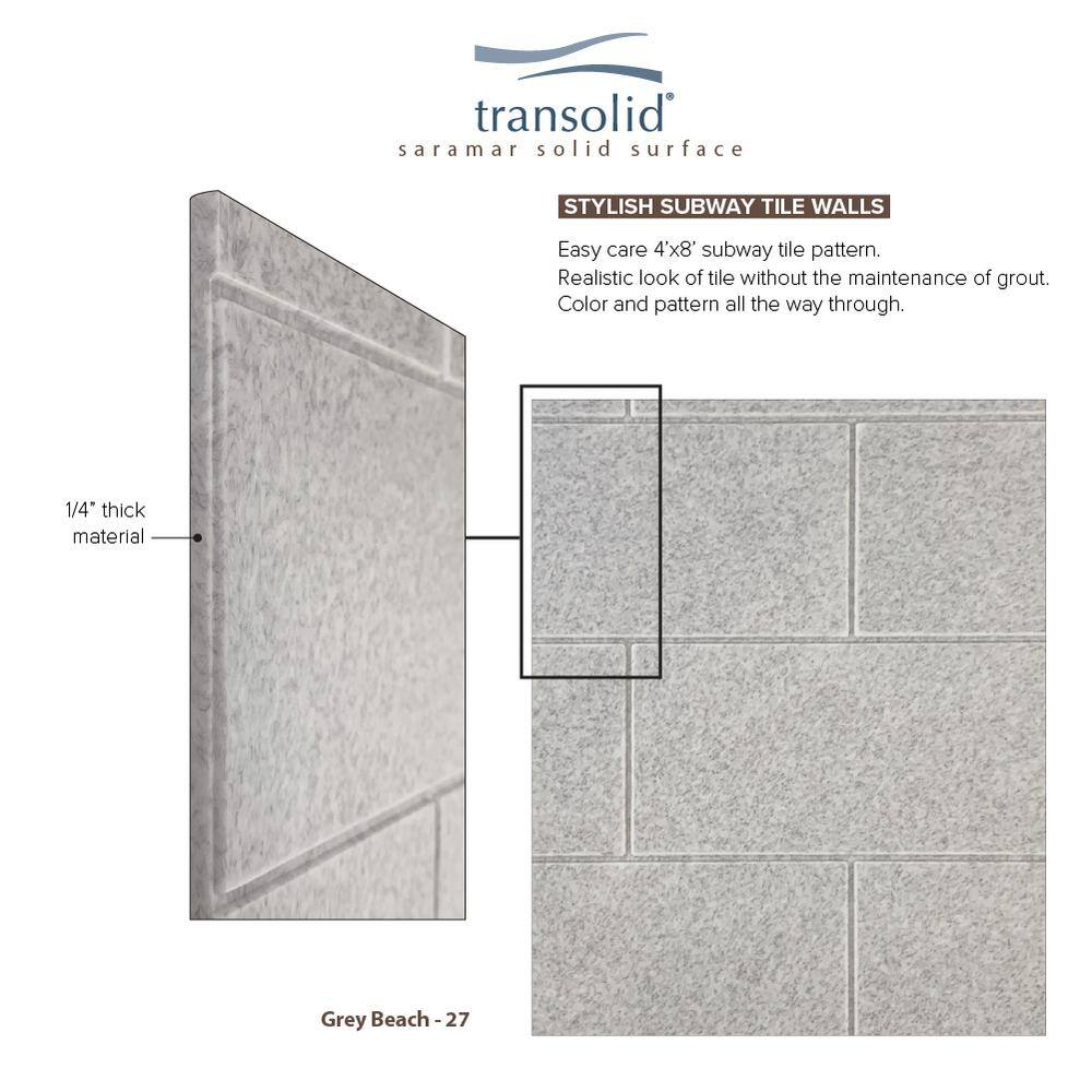 Saramar Gray Subway Tile Alcove Shower Wall Kit