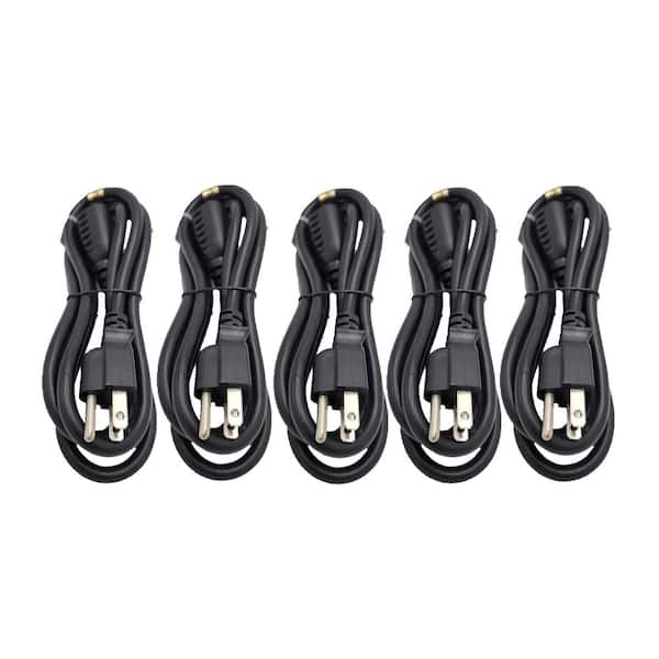 Micro Connectors, Inc 6 ft. UL Power Extension Cord 16 AWG / 13 Amp (NEMA 5-15R to NEMA 5-15P) Indoor /Black (5-Pack)
