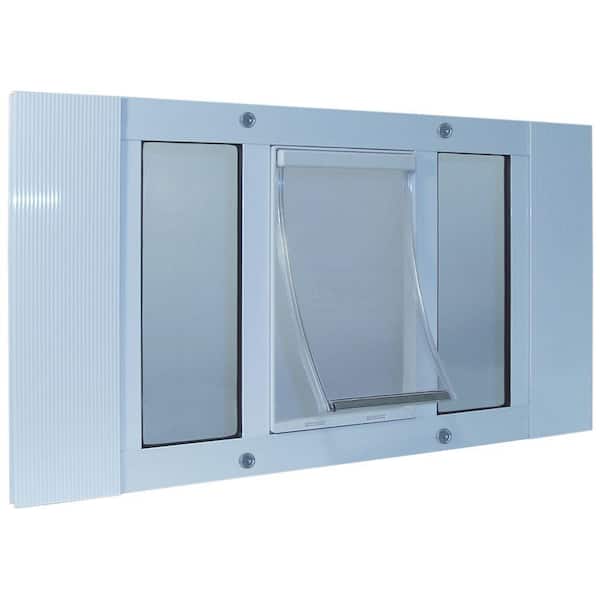 Ideal Pet Products 5 in. x 7 in. Small White Original Pet and Dog Door Insert for 23 in. to 28 in. Wide Aluminum Sash Window