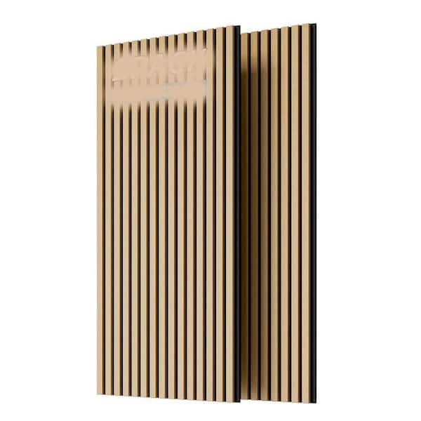 2-Pack Wood Panels for Wall, Wood Slat Acoustic Panels for Wall and Ceiling-3D Fluted Sound Absorbing Panel, White Oak