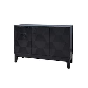 Germaine Black Modern 45 in. W 3-door Sideboard with Adjustable Shelf and Solid Wood Legs