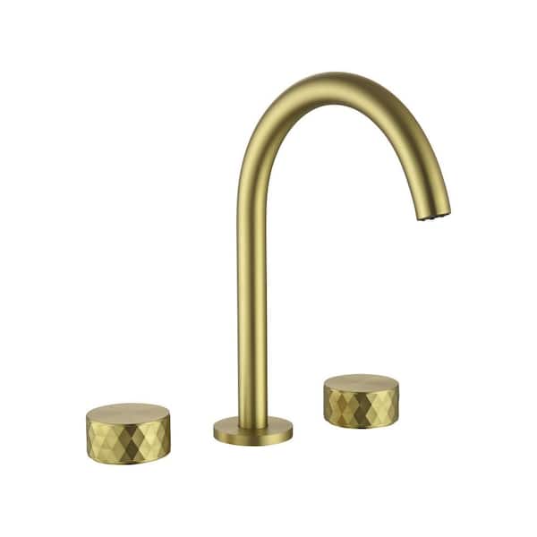 WELLFOR 8 in. Widespread Double-Handle Bathroom Faucet in Brushed Gold