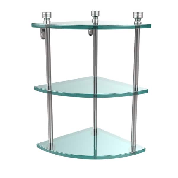 Allied Brass Foxtrot in. L x 15 in. H x in. W 3-Tier Corner Clear Glass  Bathroom Shelf in Polished Chrome FT-6-PC The Home Depot