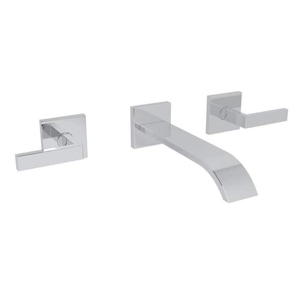 Wave Double Handle Wall Mounted Faucet in Polished Chrome