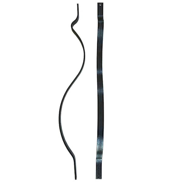 EZ Handrail 1 in. x 36 1/2 in. Aluminum Textured Black Curved Balusters (10-Pack)