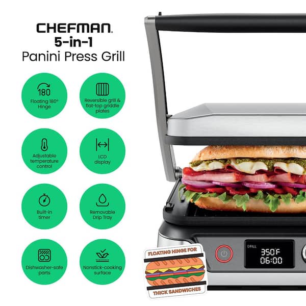 Chefman Electric Panini Press Grill and Gourmet Sandwich Maker (2