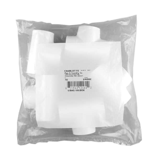 Charlotte Pipe 1 in. PVC Sch. 40 S x S x S Tee (5-Pack)