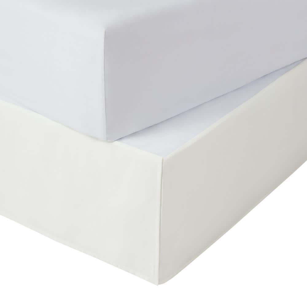 King Size White Polyester Bed Skirt with 13" Drop