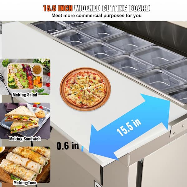 VEVOR 72 In. Commercial Refrigerator Sandwich And Salad Prep Table, 20