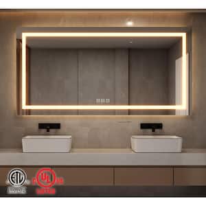 Classic 72 in. W x 36 in. H Rectangular Frameless Anti-Fog LED Light Wall Bathroom Vanity Mirror Front Light