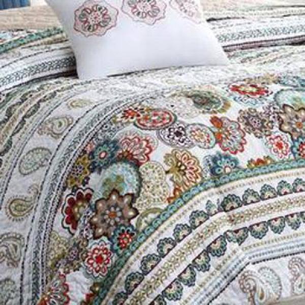 Blue Twin Reversible Microfiber Quilt Set with Decorative Pillows