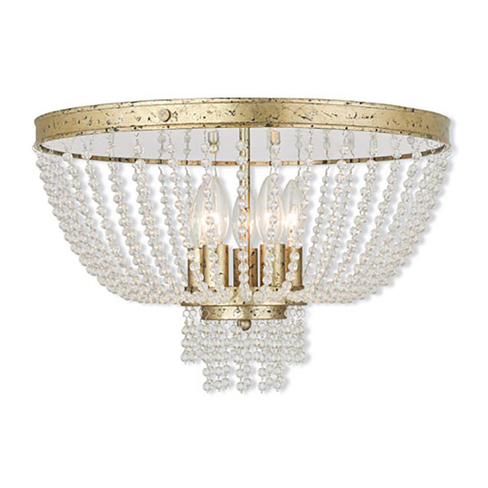 Valentina 5 Light Hand Applied Winter Gold Flush Mount