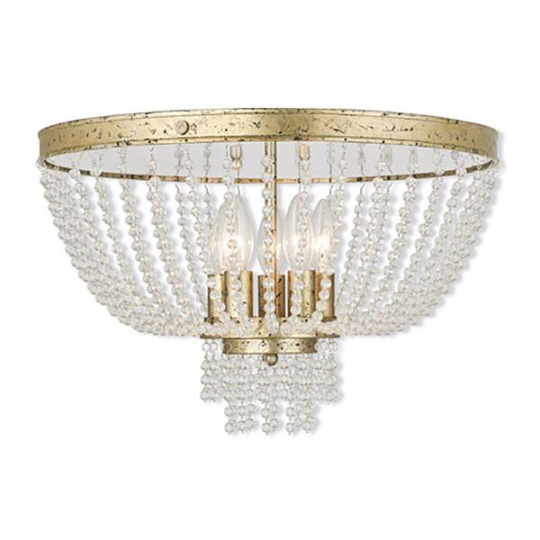 Livex Lighting Valentina 5 Light Hand Applied Winter Gold Flush Mount