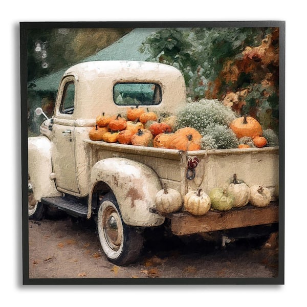 Stupell Industries Pumpkin and Gourd Truck by Riley B 1-Piece Framed Graphic Print Travel Poster Art Print 12 in. x 12 in.