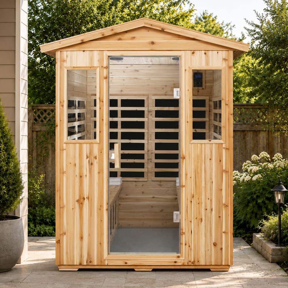 AVAXA 4-Person Outdoor Fir Infrared Sauna with 8 Far-Infrared