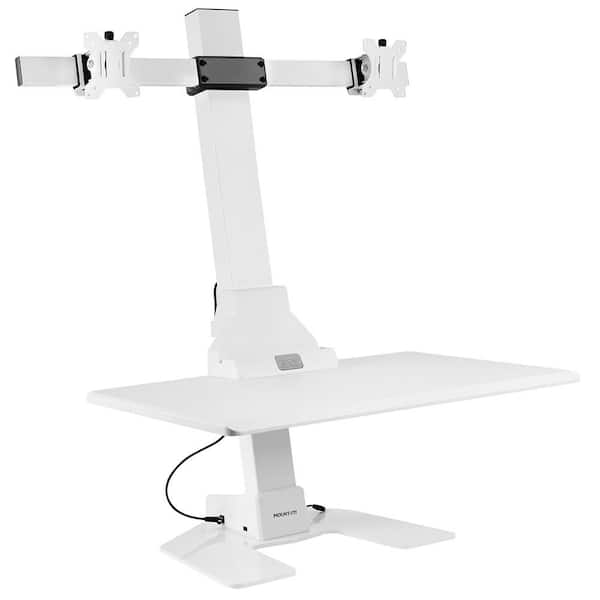 30.12 in. Electric Sit-Stand Desk Converter for 2 Monitors-White
