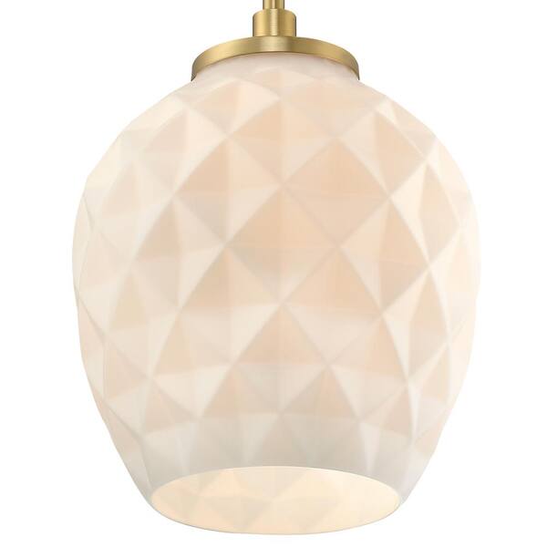 Designers Fountain - Dita 60-Watt 1-Light Brushed Gold Transitional Pendant Light with Etched Opal Glass Shade and No Bulbs Included