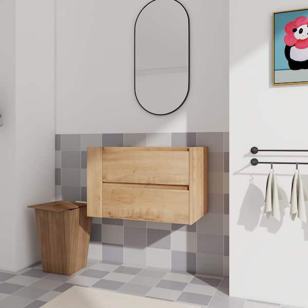 29.3 in. W. x 17.94 in. D x 18.88 in. H Wall Mounted Plywood Bath Vanity Cabinet without Top in Imitative Oak