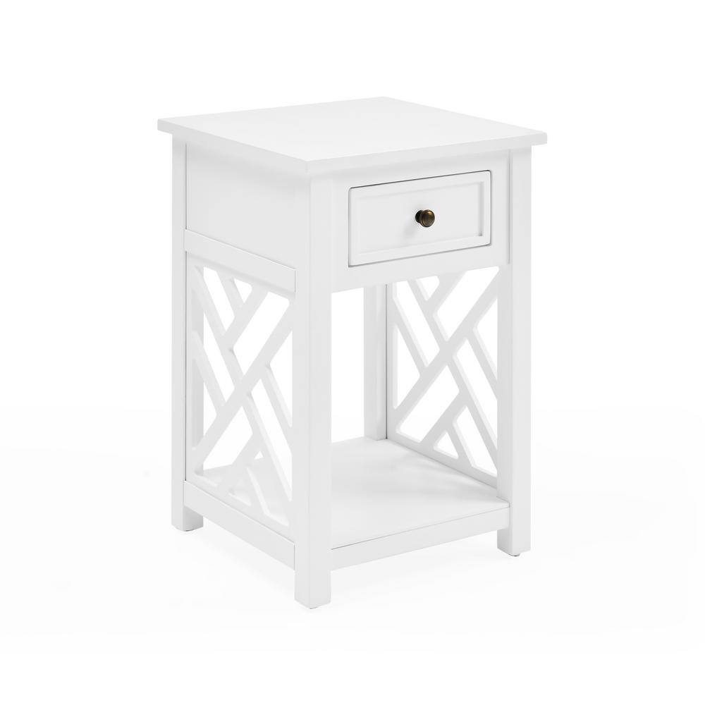 Coventry 15.75'' White Pine End Table with Drawer and Shelf