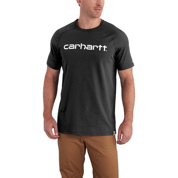 Carhartt Men's Large Black Cotton/Polyester Force Cotton Delmont Graphic Short Sleeve T-Shirt