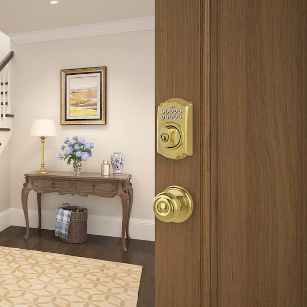 Camelot Bright Brass Electronic Keypad Deadbolt