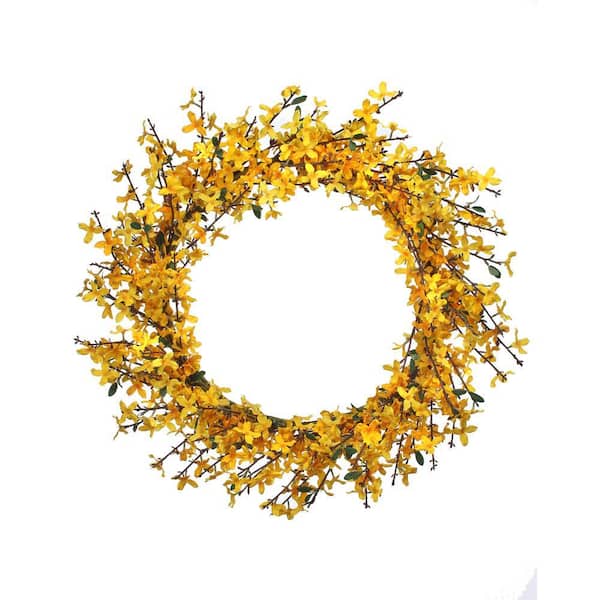 Golden Forsythia Wreath 28 in.