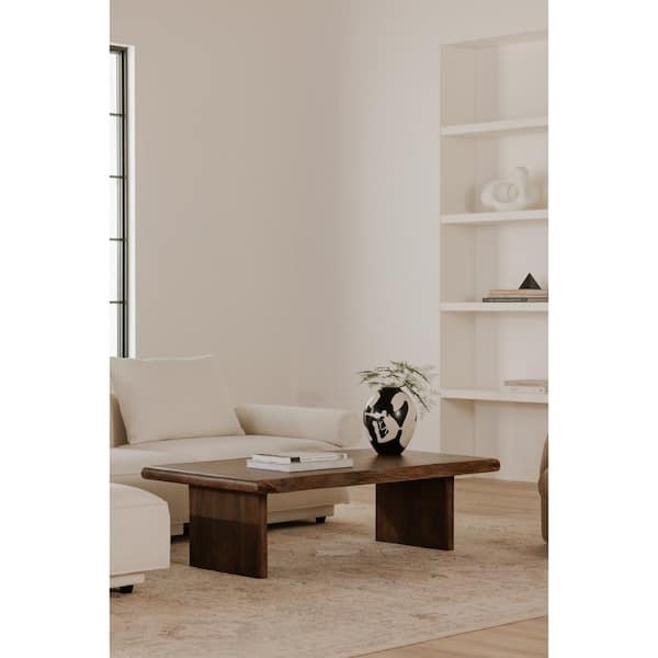 Jorah 55 in. Brown Rectangle Acacia Veneer over MDF Coffee Table with Metal Connecting Plate