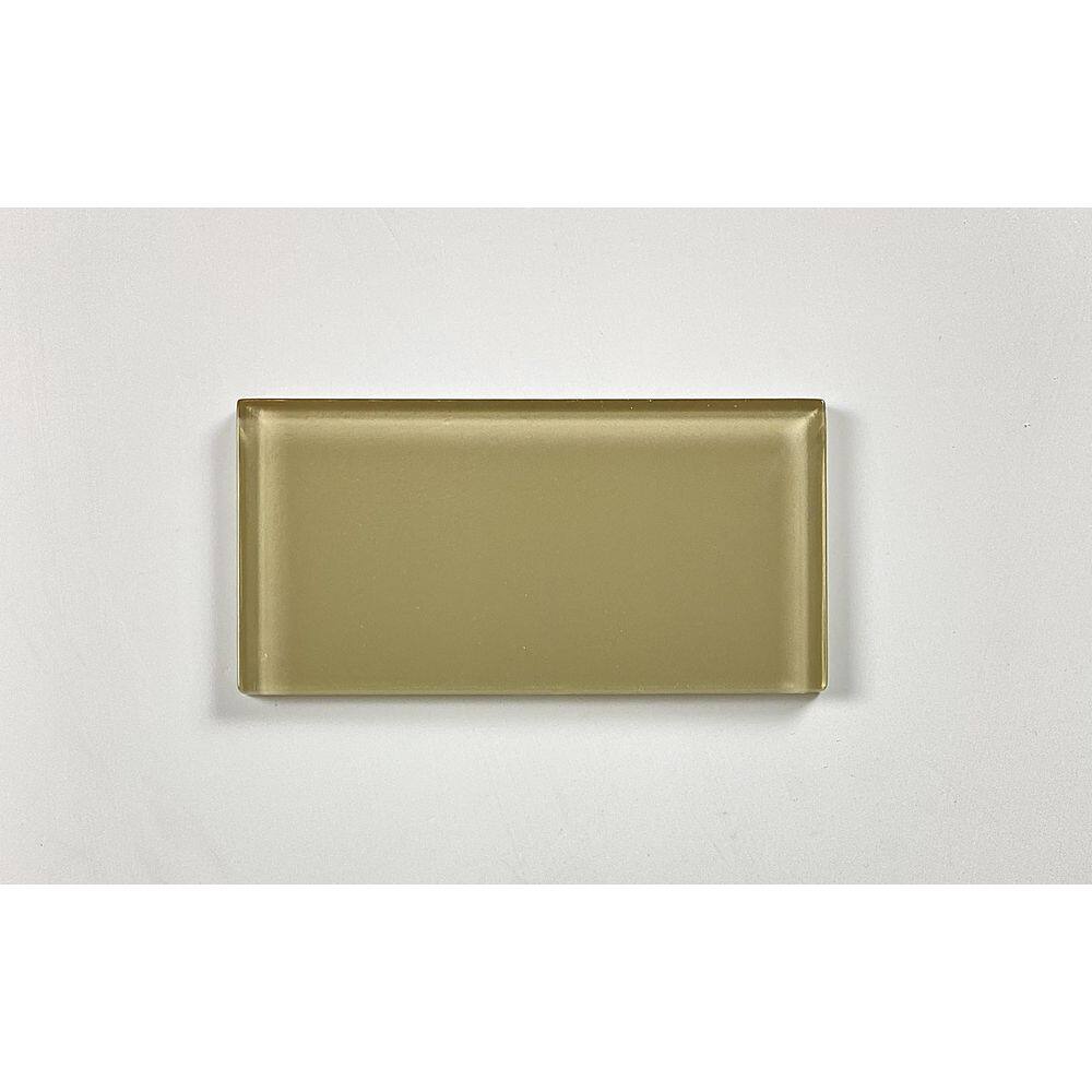 Modern Design Glossy Olive Brown Subway 3 in. x 6 in. Glass Wall Tile Sample price history on PriceWatchPro