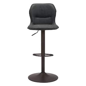 24 in. Black Low Back Metal Counter Height Bar Chair with Upholstery Seat