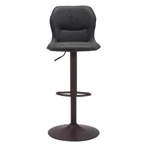 HomeRoots 24 in. Black Low Back Metal Counter Height Bar Chair with Upholstery Seat