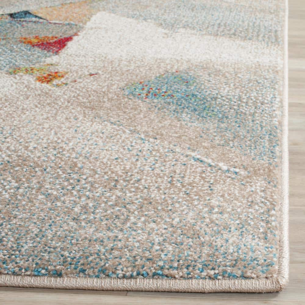 Gray Floral Abstract Synthetic Area Rug 6'7" x 9'
