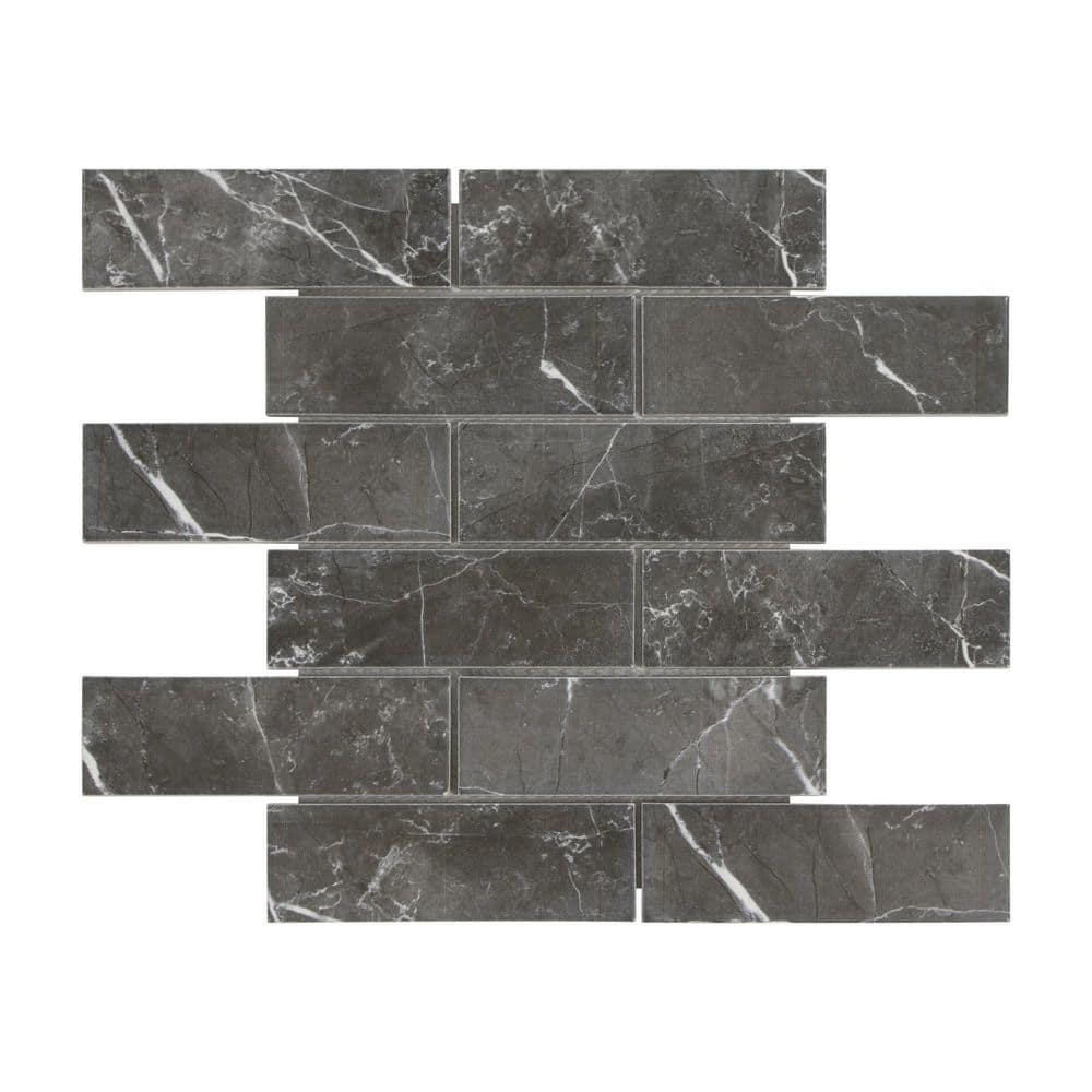 Subway Black Marquina 11.8 in. x 11.8 in. Honed Porcelain Floor and Wall Mosaic Tile (4.84 sq. ft. /Case) price history on PriceWatchPro
