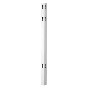 Pro Series 4 in. x 4 in. x 8 ft. White Vinyl Lafayette Spaced Picket Routed Corner Fence Post